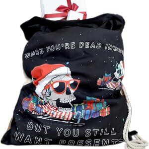NEW Black Skull Santa Gift Sack
